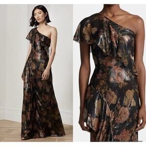 Ralph Lauren Collection Chiffon One Shoulder Evening Dress Silk Gown 2 XS S $4k